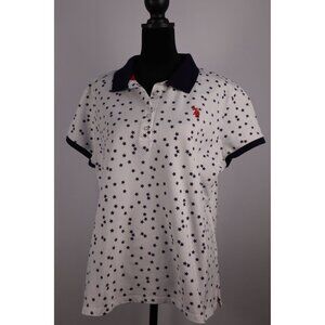 U.S. Polo Assn. White & Navy Star Print Polo Shirt Size XXL Cotton/Spandex Short